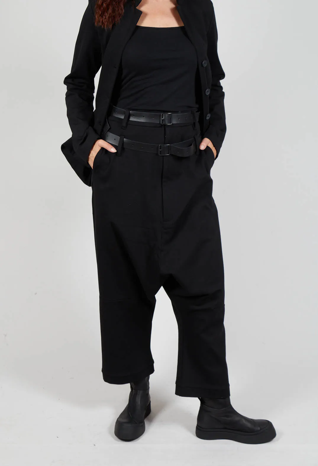 Double Belted Trousers in Black