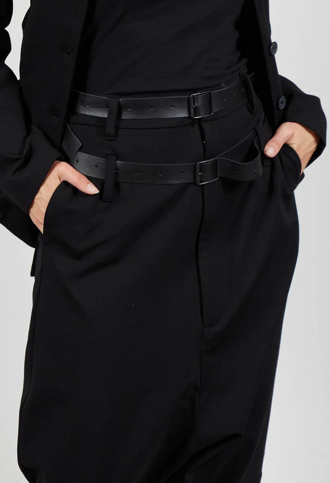 Double Belted Trousers in Black