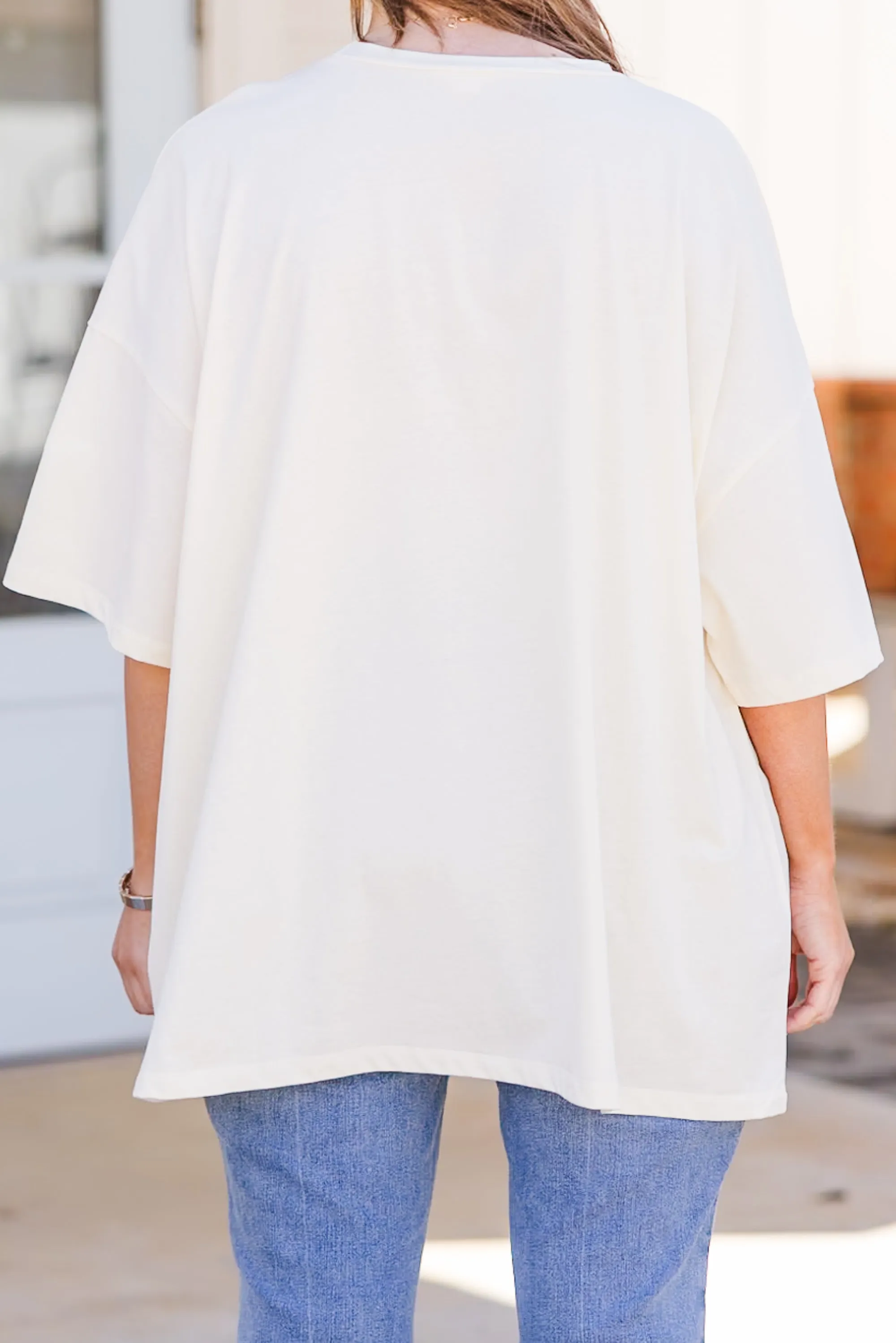 Down By The Coast Boyfriend Tee, Ivory