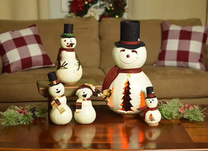 Easton Snowman Gourd and Blizzard Snowman Gourd - Available in Multiple Sizes