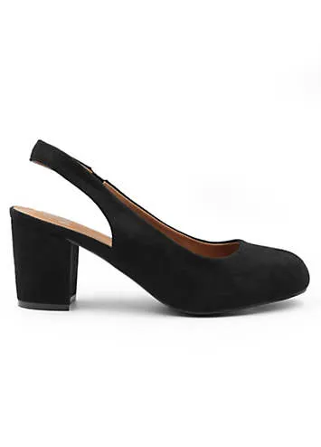 Edith Black Suede Wide Fit Slingback Court Shoes by Where’s That From | Look Again