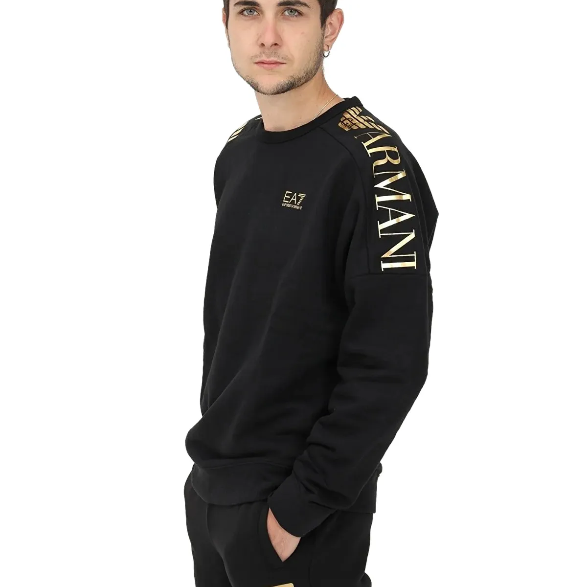 EMPORIO ARMANI  |Crew Neck Pullovers Long Sleeves Cotton Logo Sweatshirts