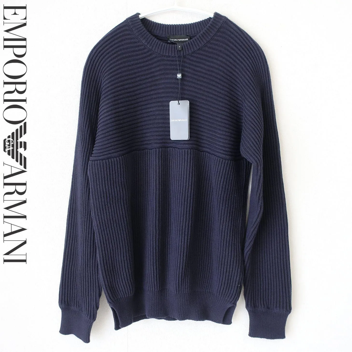 EMPORIO ARMANI  |Crew Neck Pullovers Long Sleeves Plain Cotton Sweaters