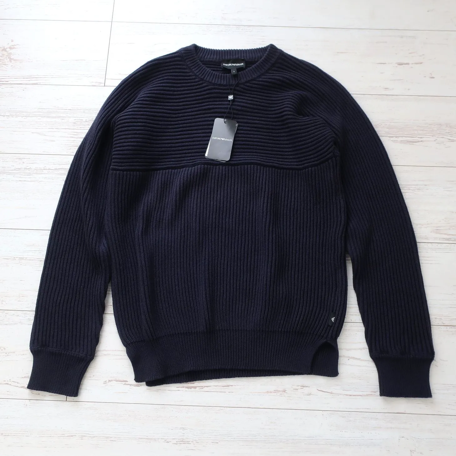 EMPORIO ARMANI  |Crew Neck Pullovers Long Sleeves Plain Cotton Sweaters