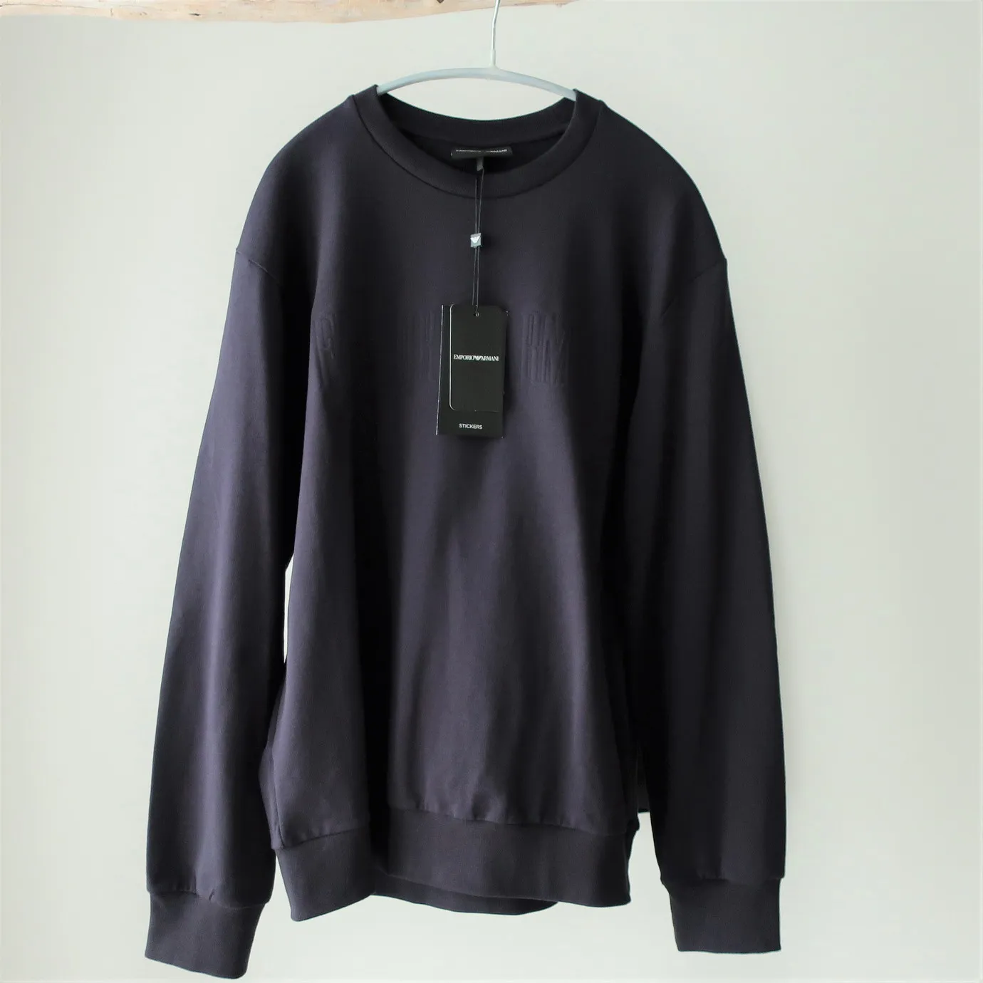 EMPORIO ARMANI  |Pullovers U-Neck Long Sleeves Cotton Oversized Logo