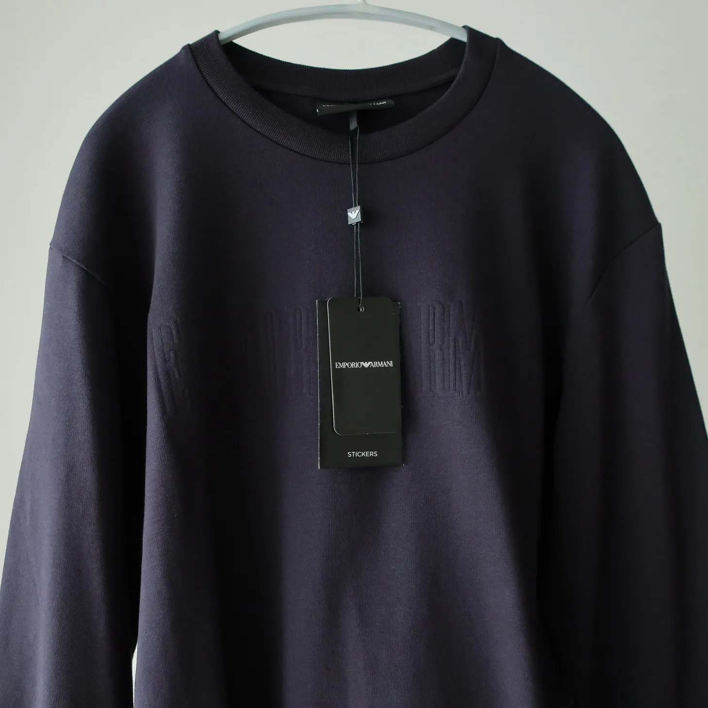 EMPORIO ARMANI  |Pullovers U-Neck Long Sleeves Cotton Oversized Logo