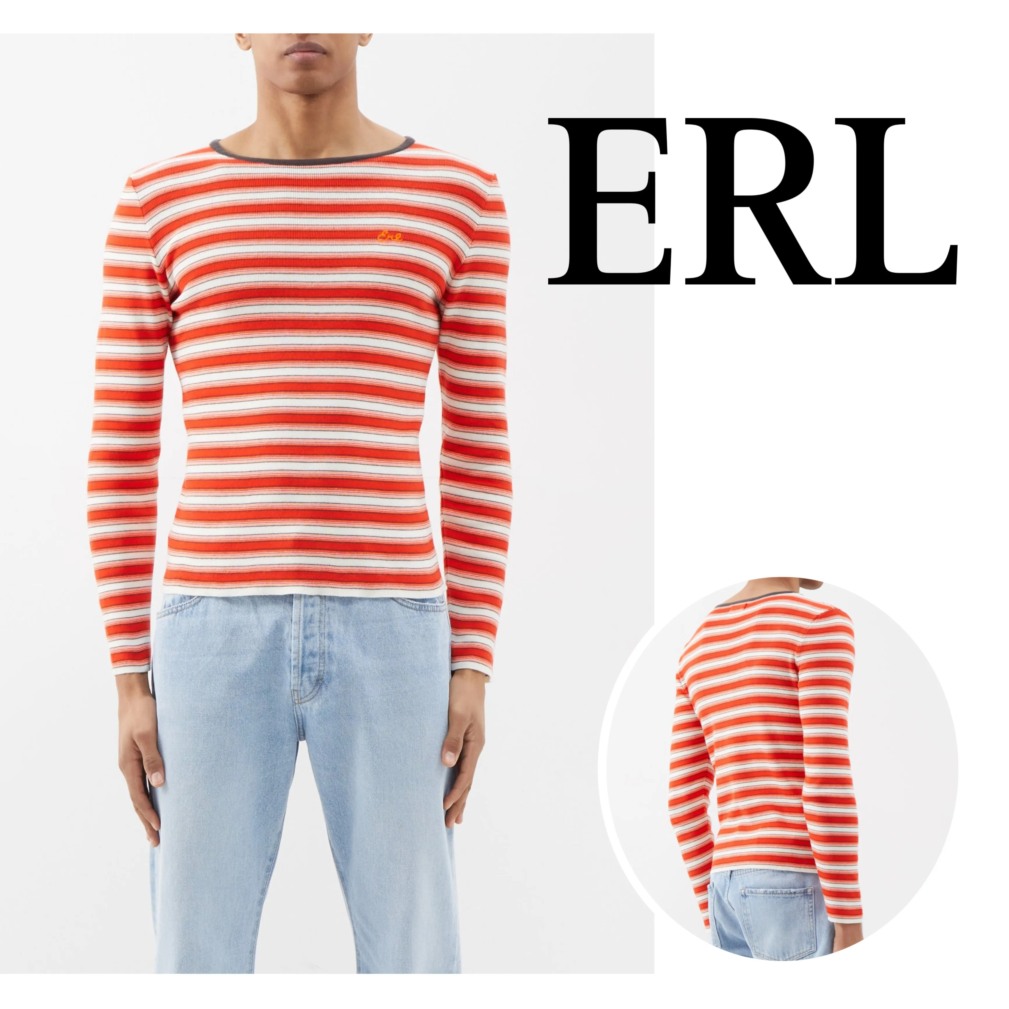 ERL  |Stripes Blended Fabrics Long Sleeves Cotton