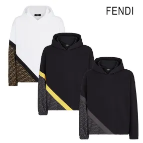 FENDI  |Pullovers Monogram Sweat Long Sleeves Plain Cotton Logo