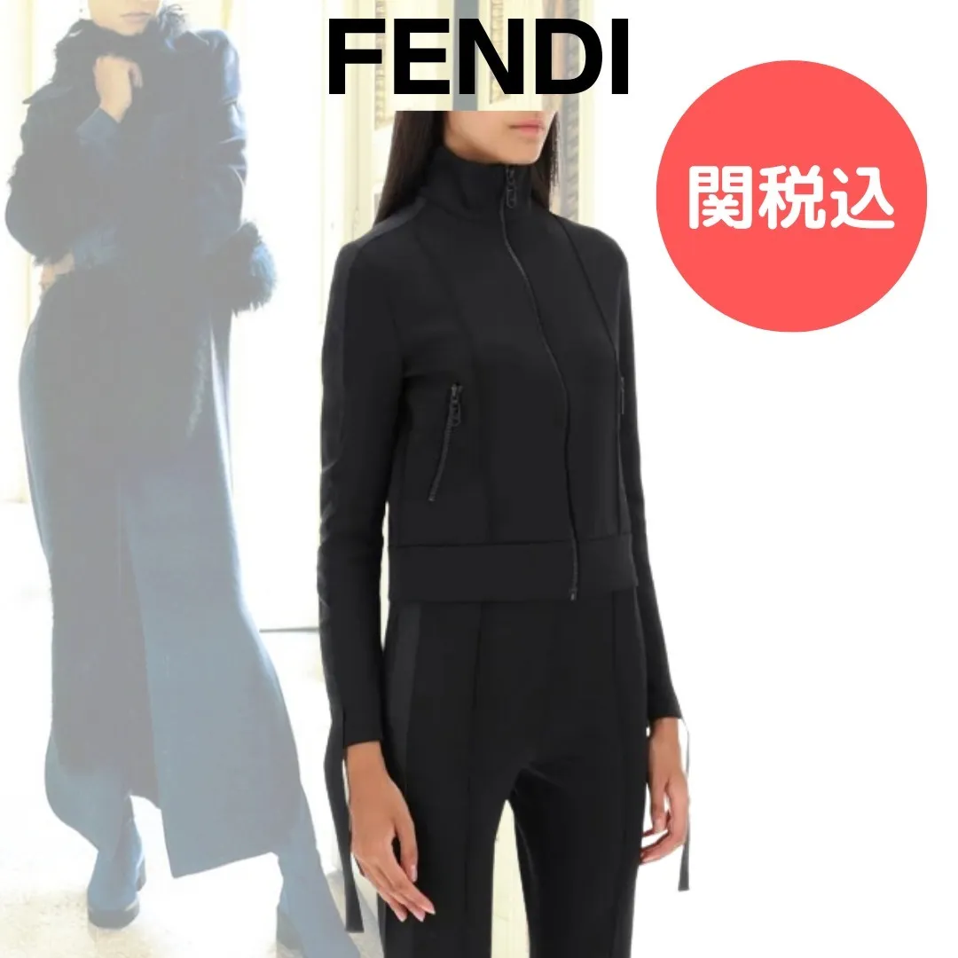 FENDI  |Sweat Street Style Long Sleeves Plain Logos on the Sleeves