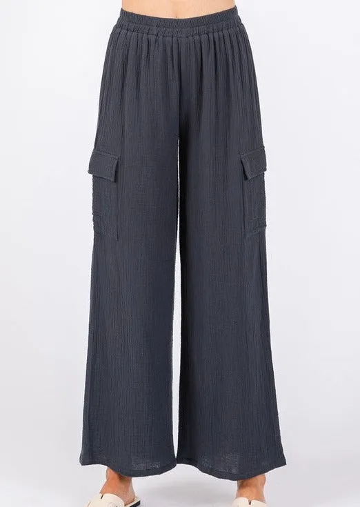 FINAL SALE - Dusty Midnight Navy Gauze Pants