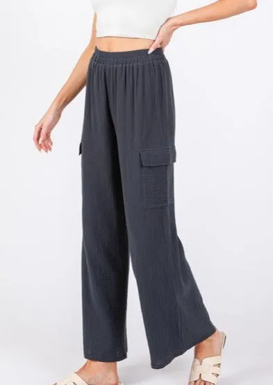 FINAL SALE - Dusty Midnight Navy Gauze Pants