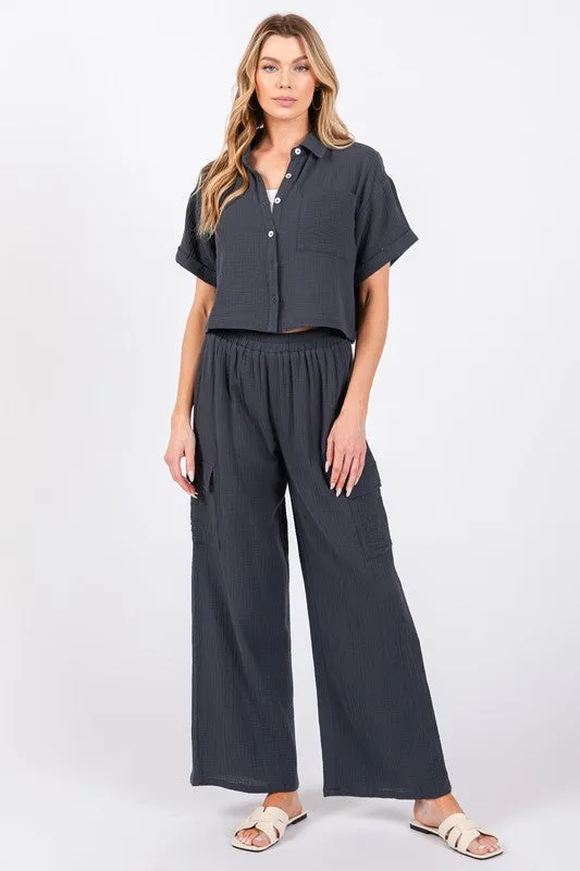 FINAL SALE - Dusty Midnight Navy Gauze Pants