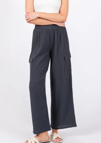 FINAL SALE - Dusty Midnight Navy Gauze Pants