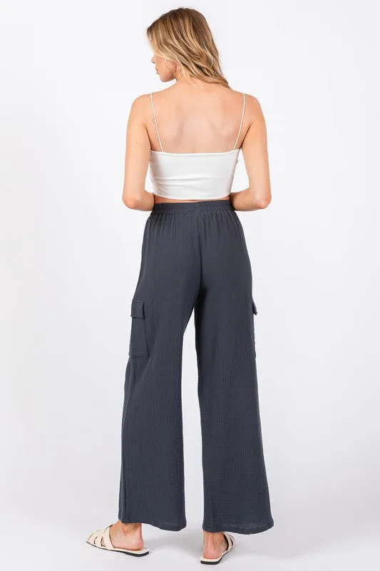 FINAL SALE - Dusty Midnight Navy Gauze Pants