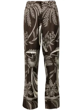 F.R.S FOR RESTLESS SLEEPERS Elegant Silk Botanical Print Trousers