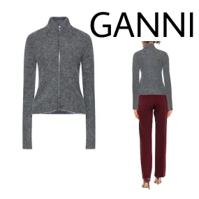 Ganni  |Casual Style Wool Nylon Blended Fabrics Plain Office Style