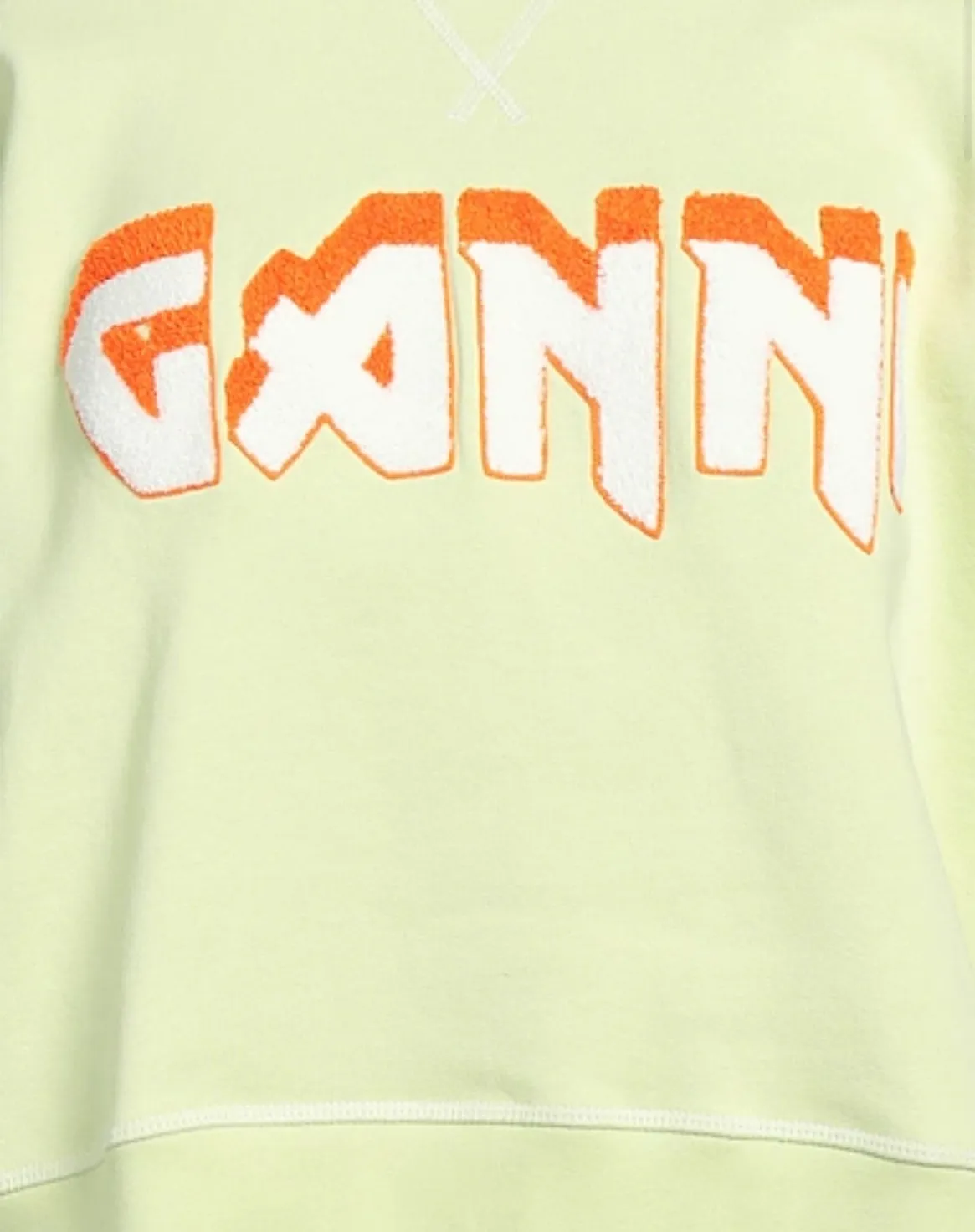 Ganni  |Crew Neck Rib Long Sleeves Cotton Logo Hoodies & Sweatshirts