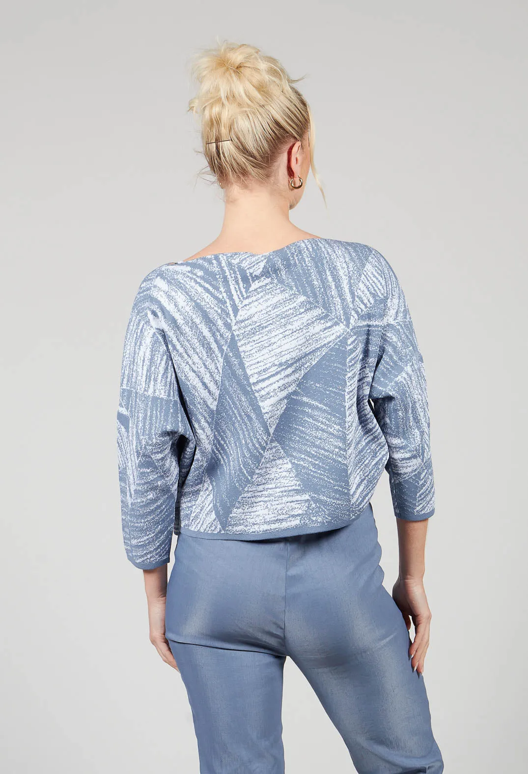 Geometric Jumper in Steel Blue