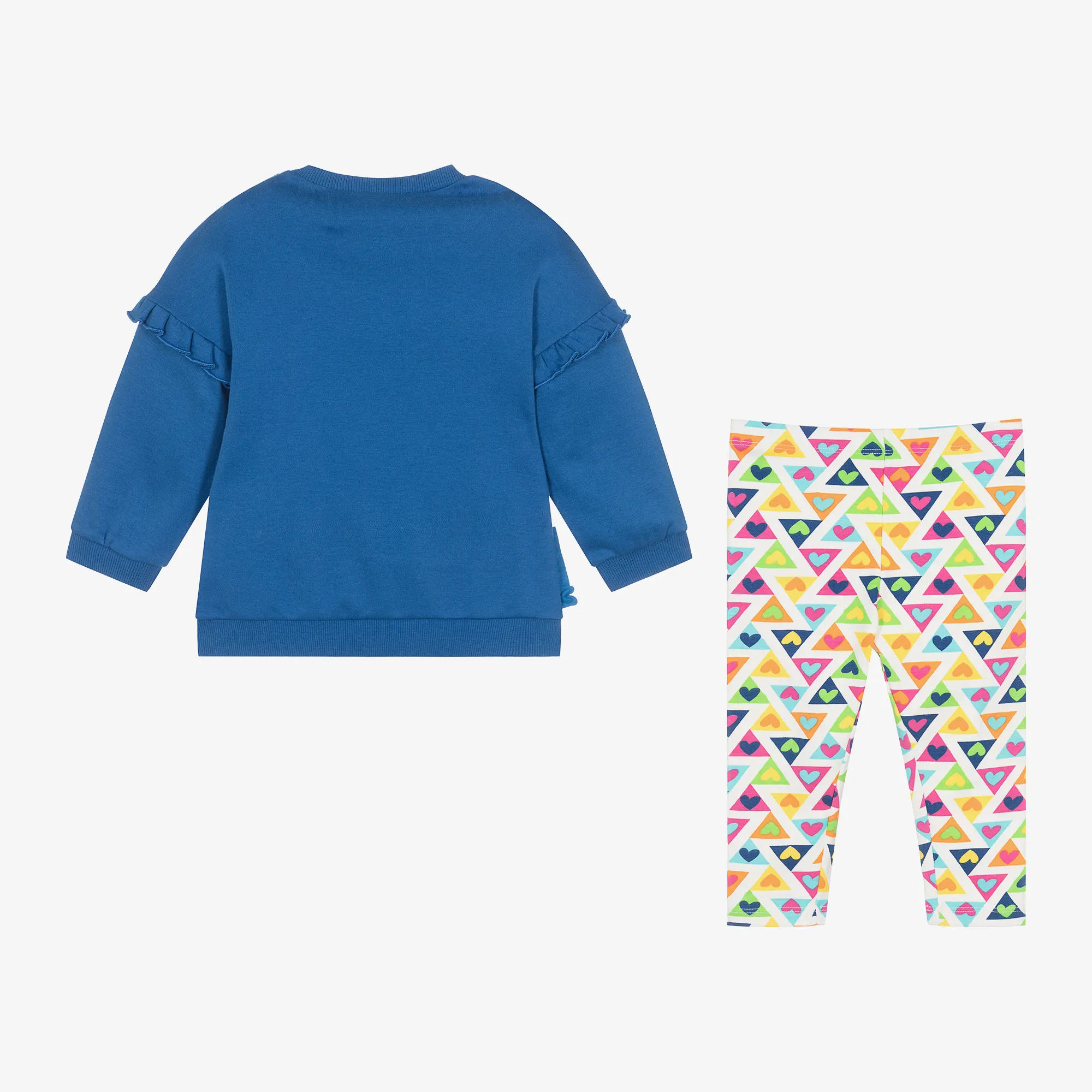 Girls Blue Cotton Heart Leggings Set