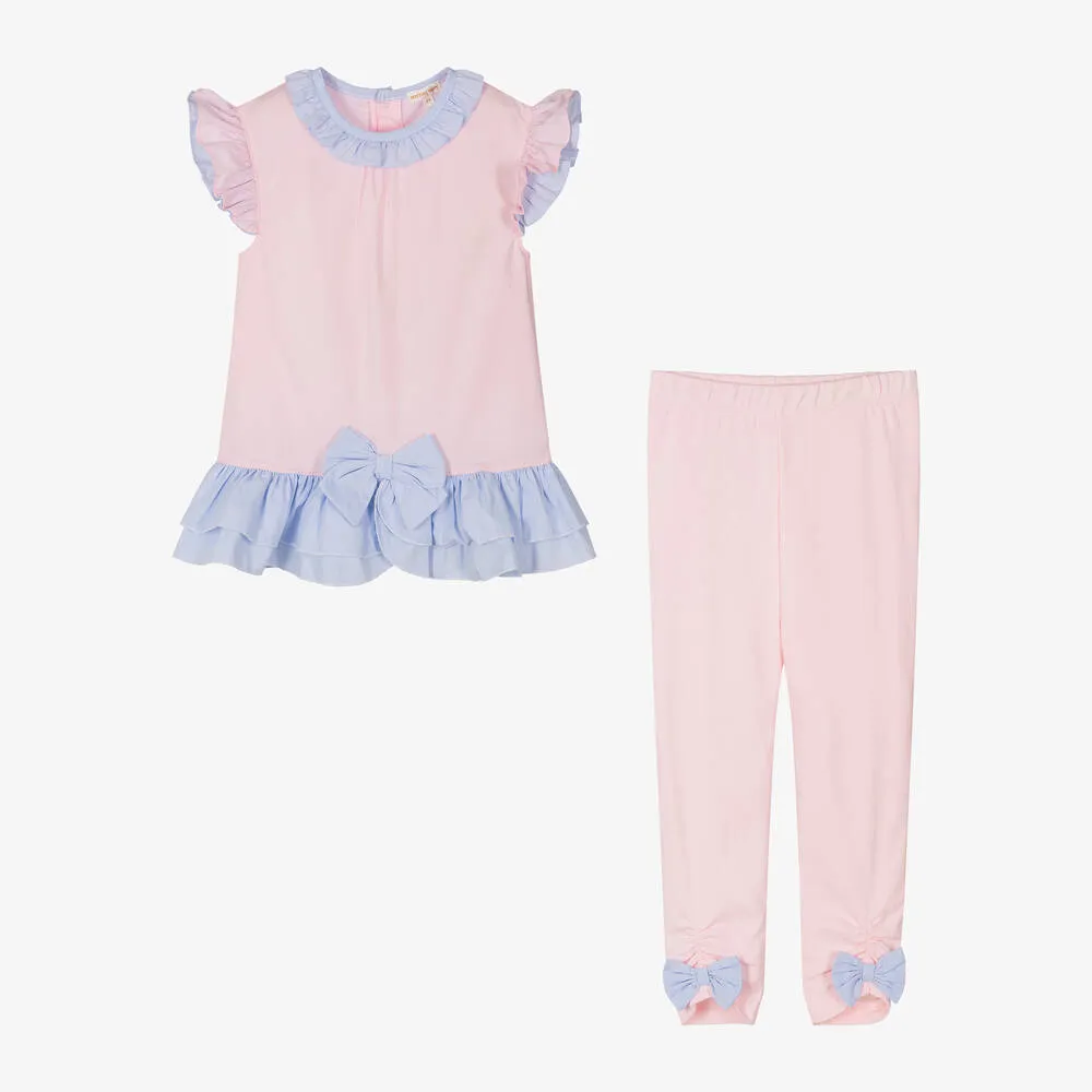 Girls Pink Cotton Leggings Set