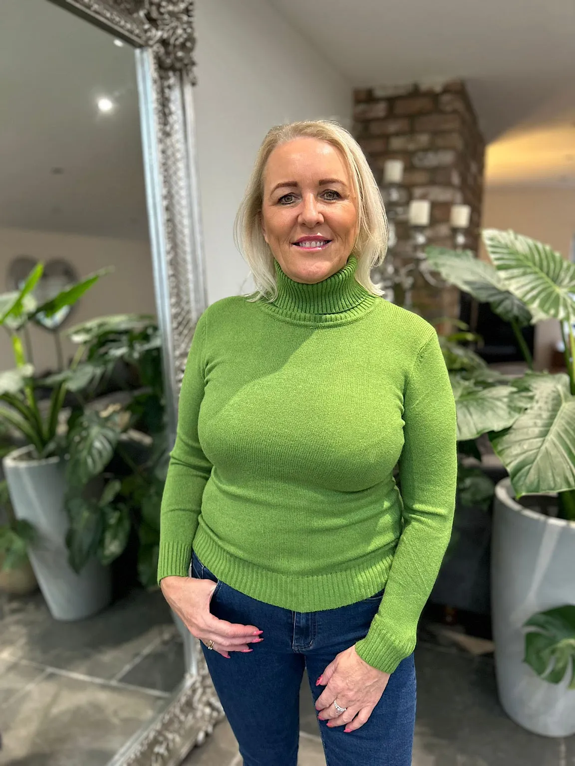 Green Roll Neck Jumper Sonia