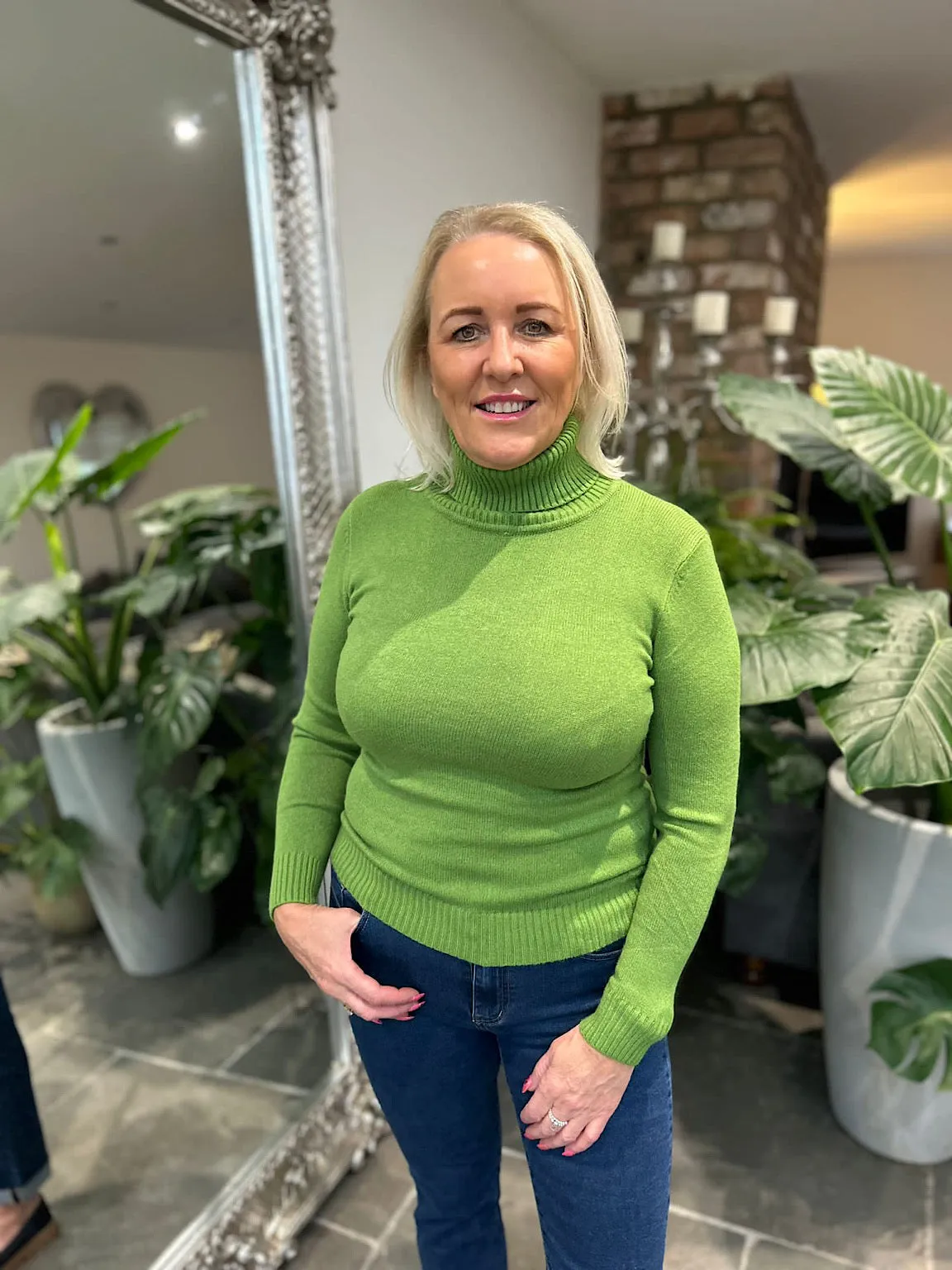 Green Roll Neck Jumper Sonia