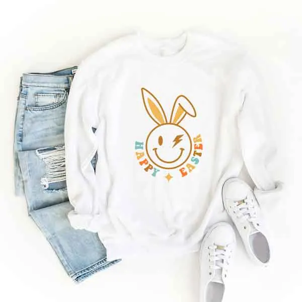 Happy Easter Bunny Wink Graphic Sweatshirt