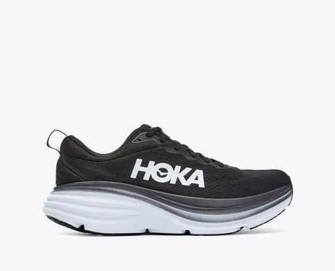 Hoka Mens Bondi 8 Athletic Shoes **Wide WIdth**- Black/White