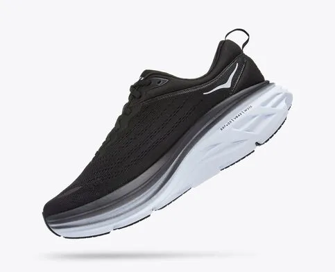 Hoka Mens Bondi 8 Athletic Shoes **Wide WIdth**- Black/White