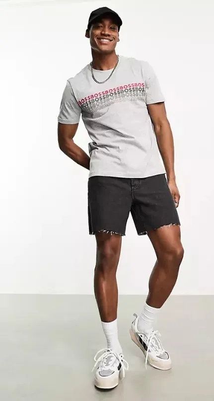 Hugo Boss  |Crew Neck Pullovers Cotton Short Sleeves Logo