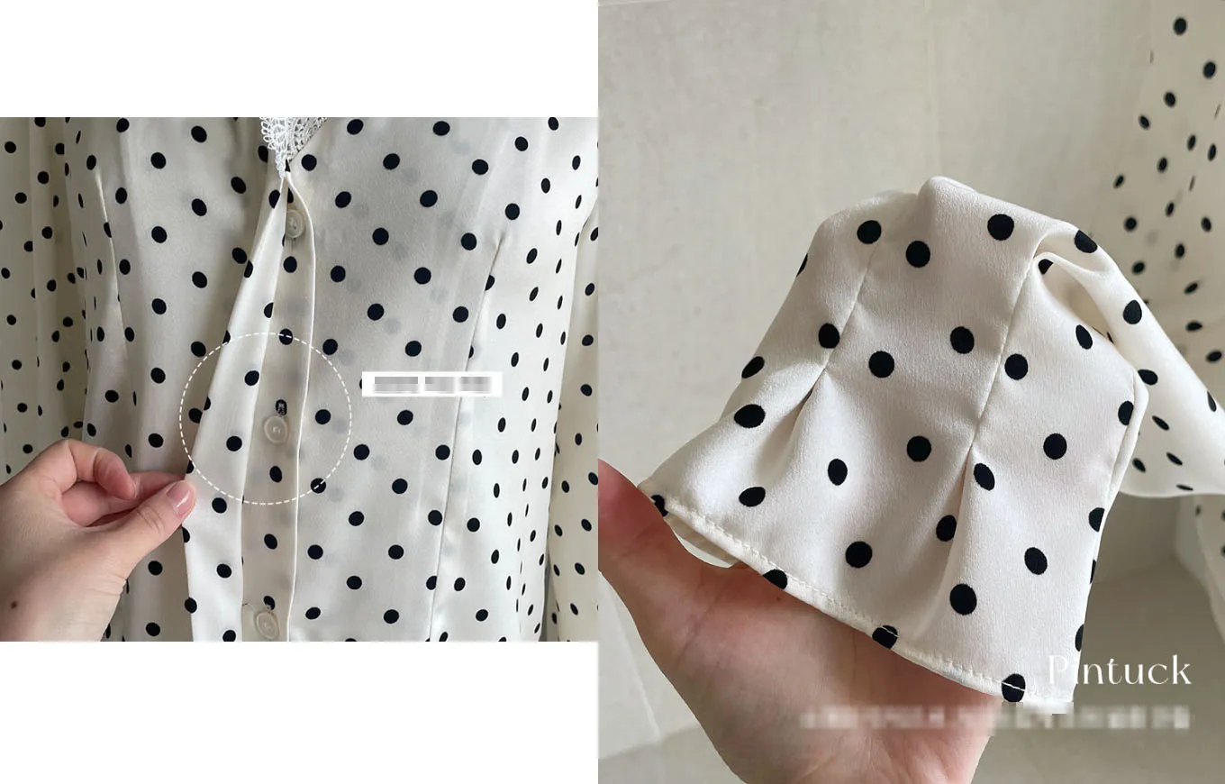 I AM MARI  |Dots Long Sleeves Puff Sleeves Shirts & Blouses