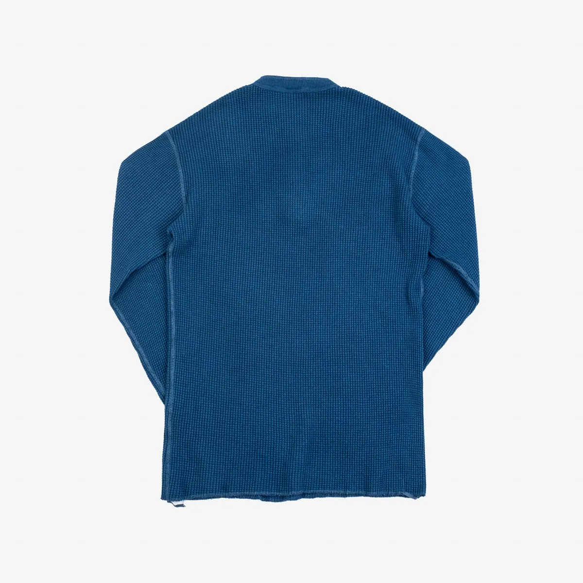 Iron Heart IHTL-1213-IND Waffle Knit Long Sleeved Thermal Henley - Indigo Dyed