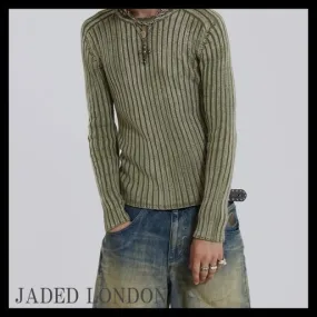 JADED LONDON  |Crew Neck Pullovers Street Style Plain Cotton Sweaters