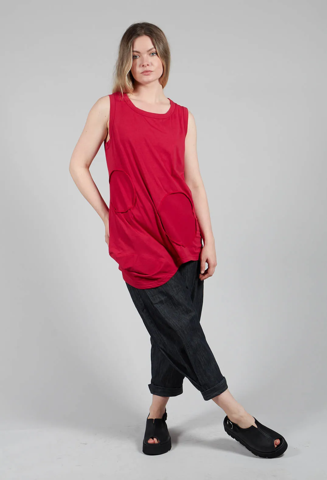 Jersey Vest Top in Red