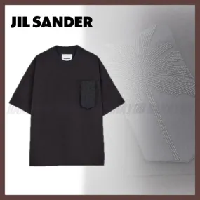 Jil Sander  |Crew Neck Pullovers Plain Cotton Short Sleeves Logo