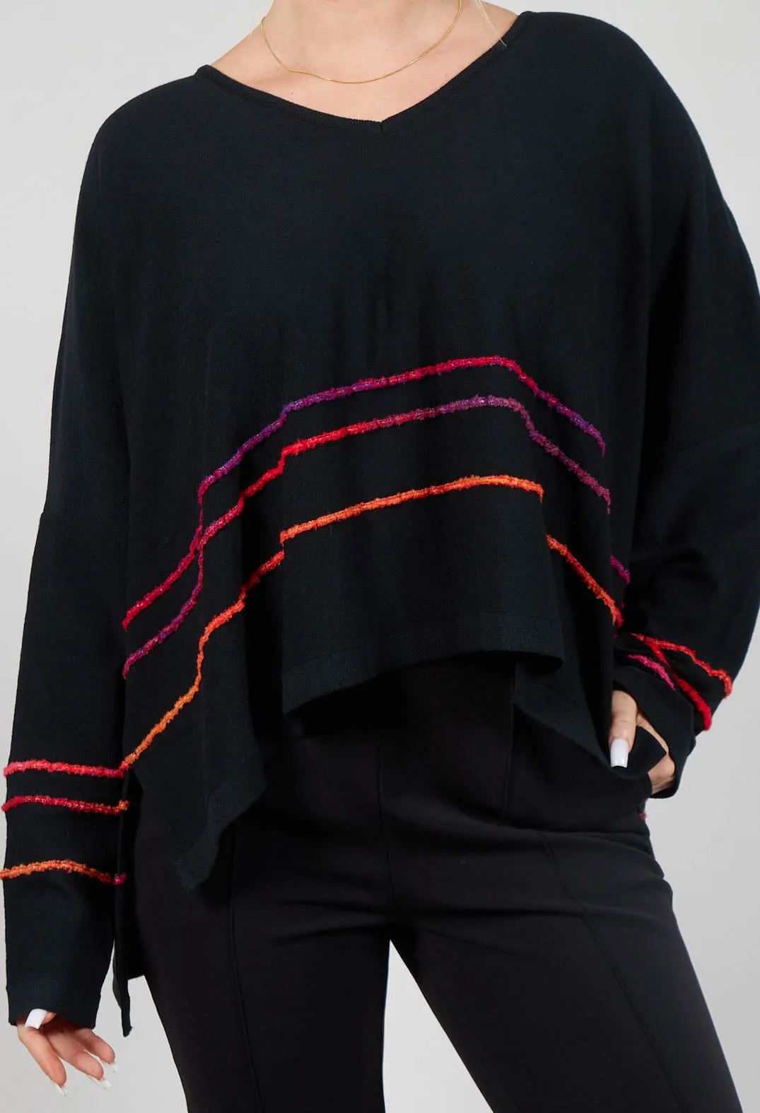 Jumper in Black with Red Stripe