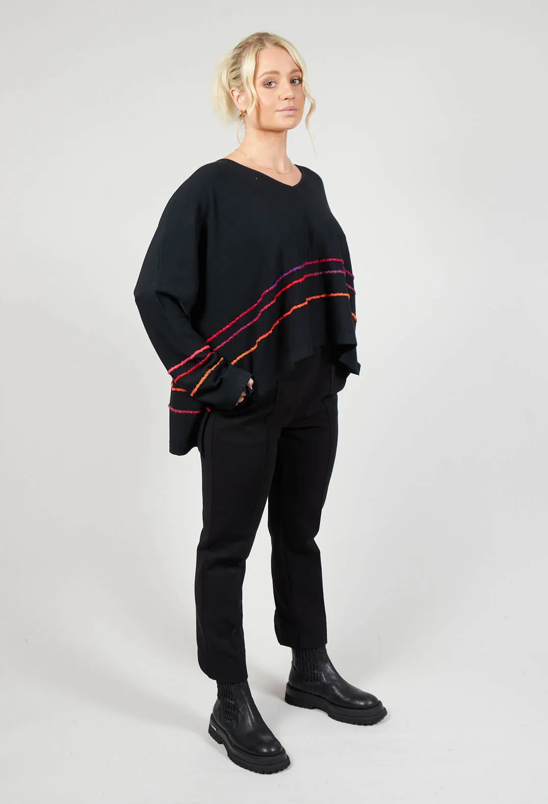 Jumper in Black with Red Stripe