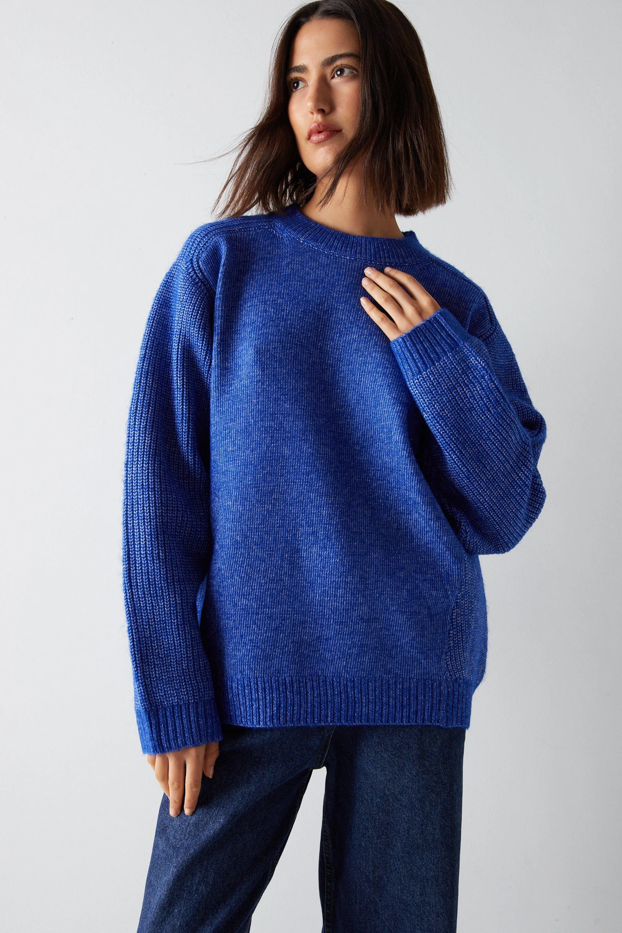 Jumpers & Cardigans | Mohair Blend Rib Sleeve Jumper | Warehouse