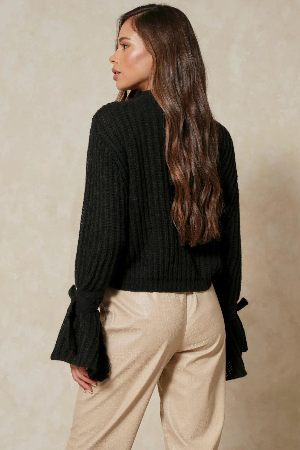 Jumpers & Cardigans | Oversized Tie Sleeve Rib Knit Jumper | MissPap