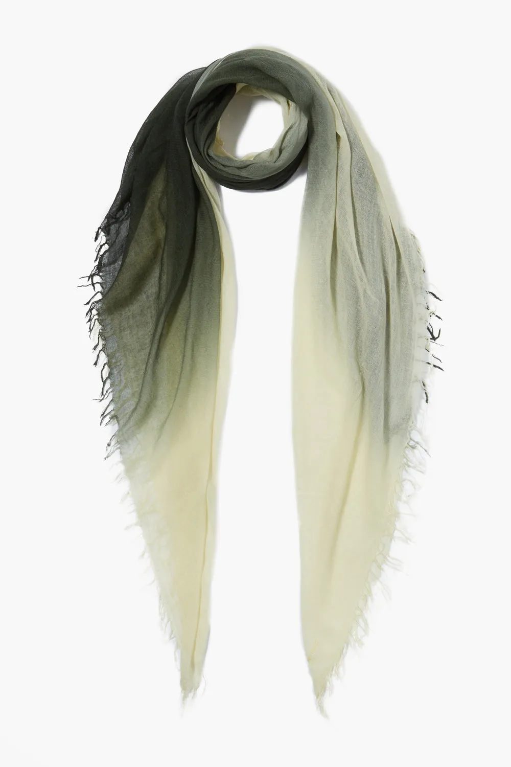 Kombu Green Dip-Dyed Cashmere and Silk Scarf