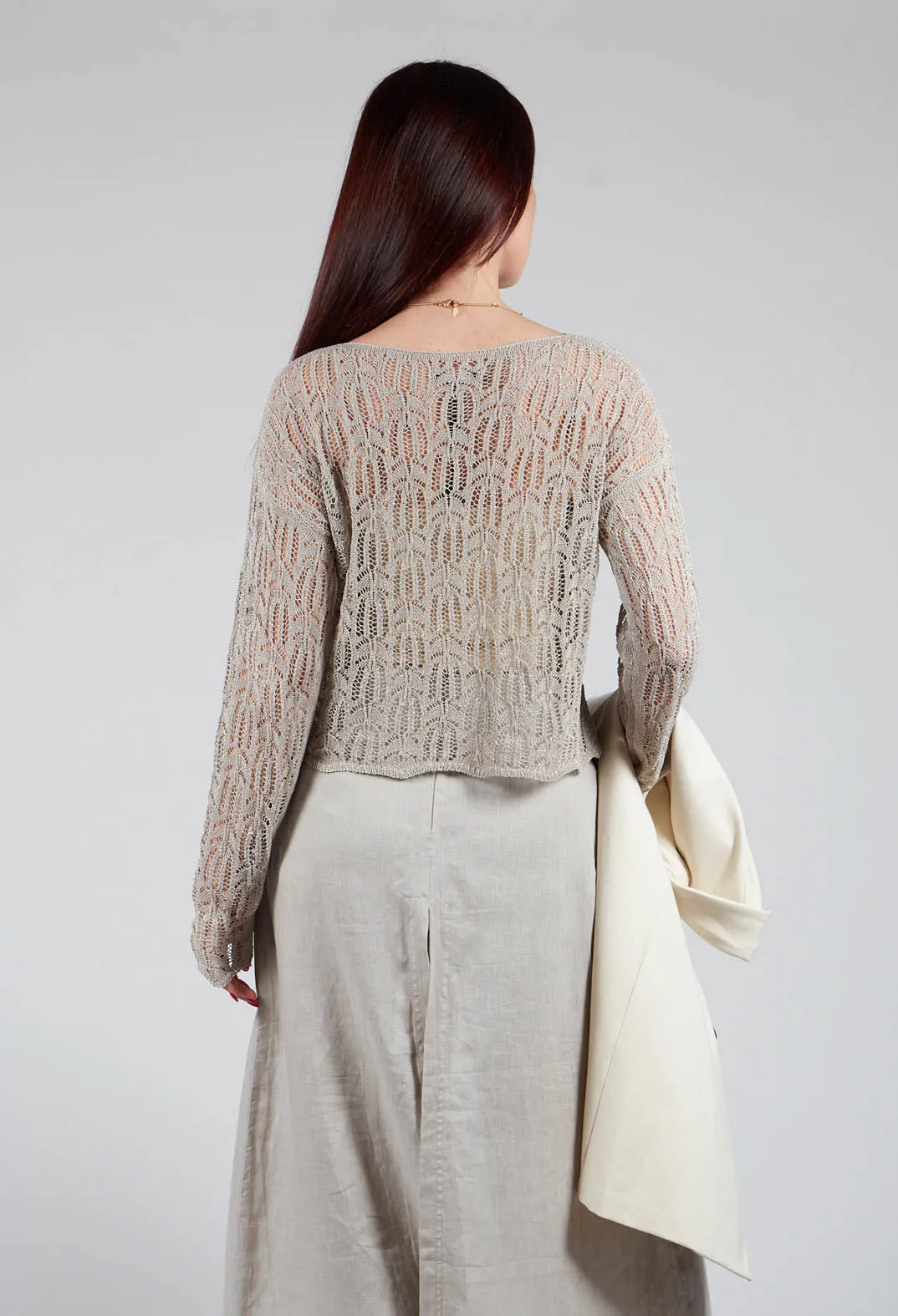 Lace Round-Neck Jumper in Mastic