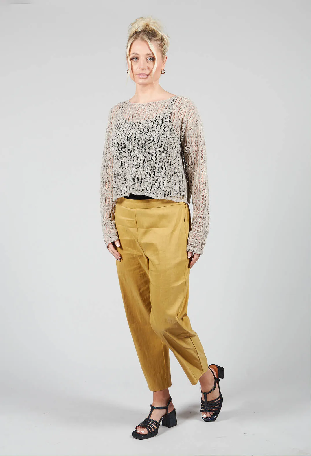 Lace Round-Neck Jumper in Mastic