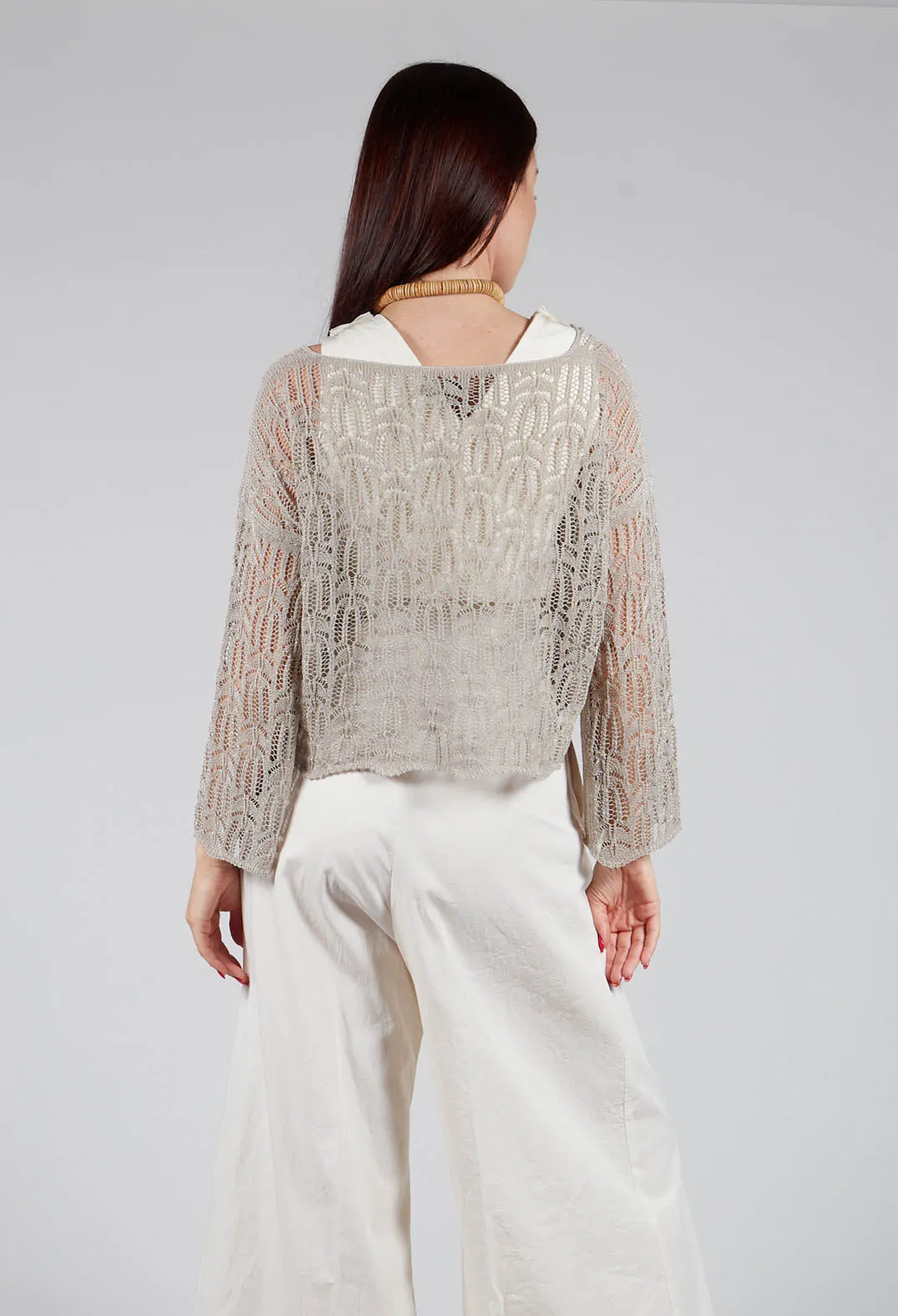 Lace V-Neck Jumper in Mastic