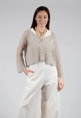 Lace V-Neck Jumper in Mastic