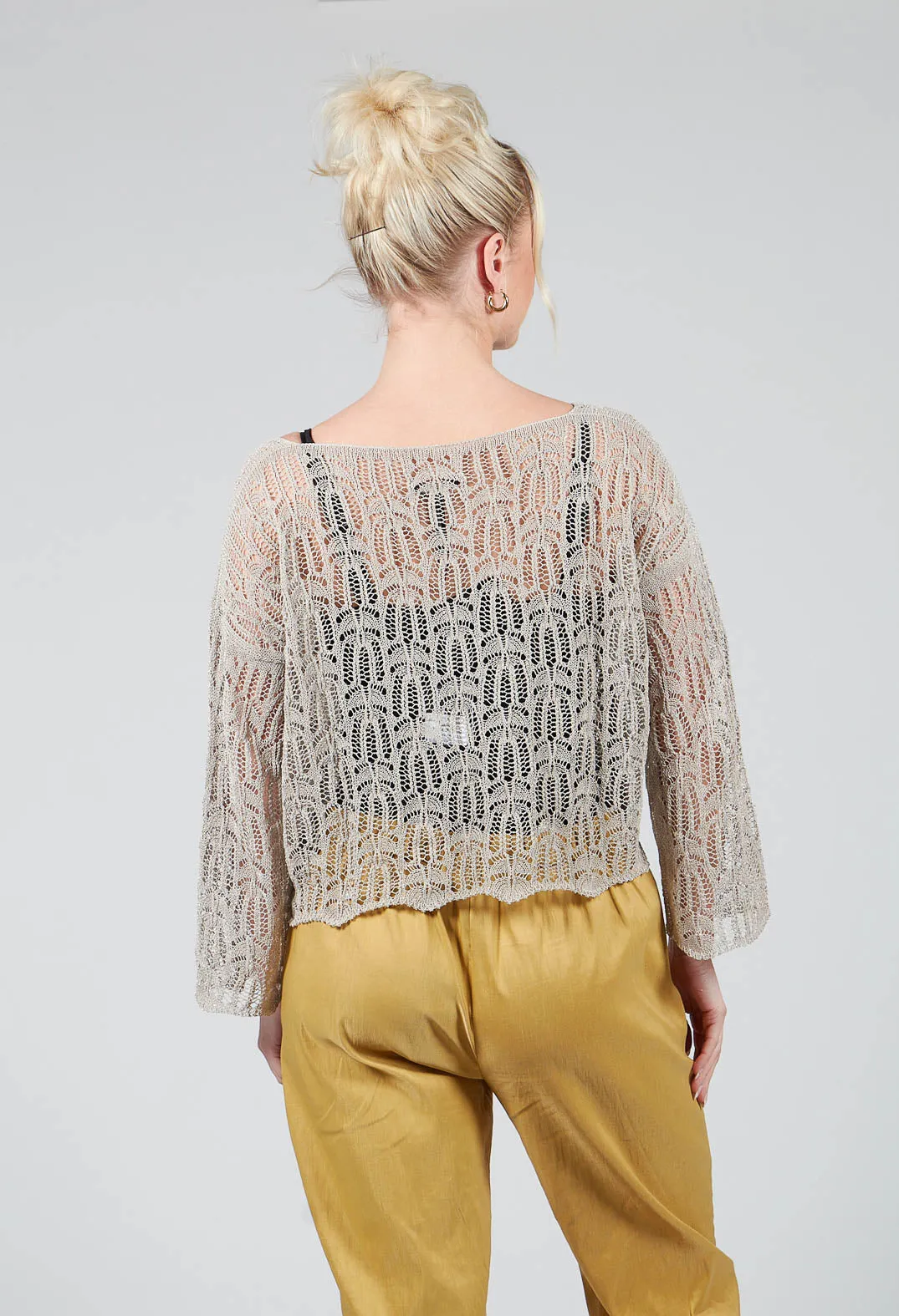 Lace V-Neck Jumper in Mastic