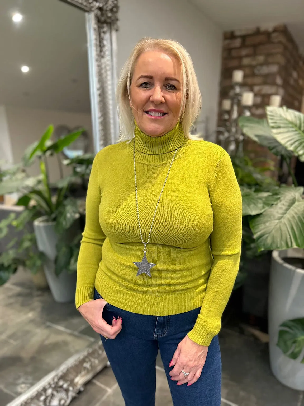 Lime Roll Neck Jumper Sonia