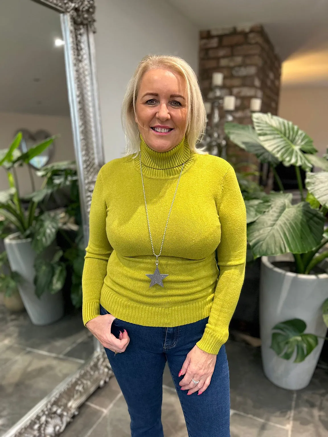 Lime Roll Neck Jumper Sonia