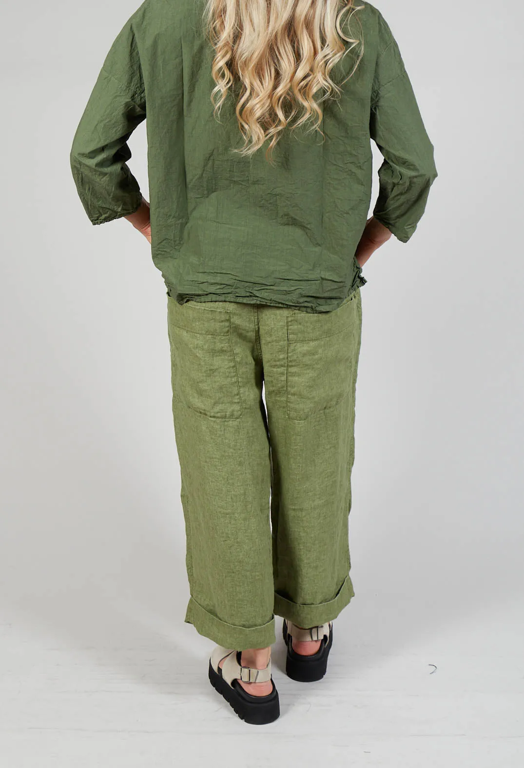 Linen Bragoni Trousers in Green