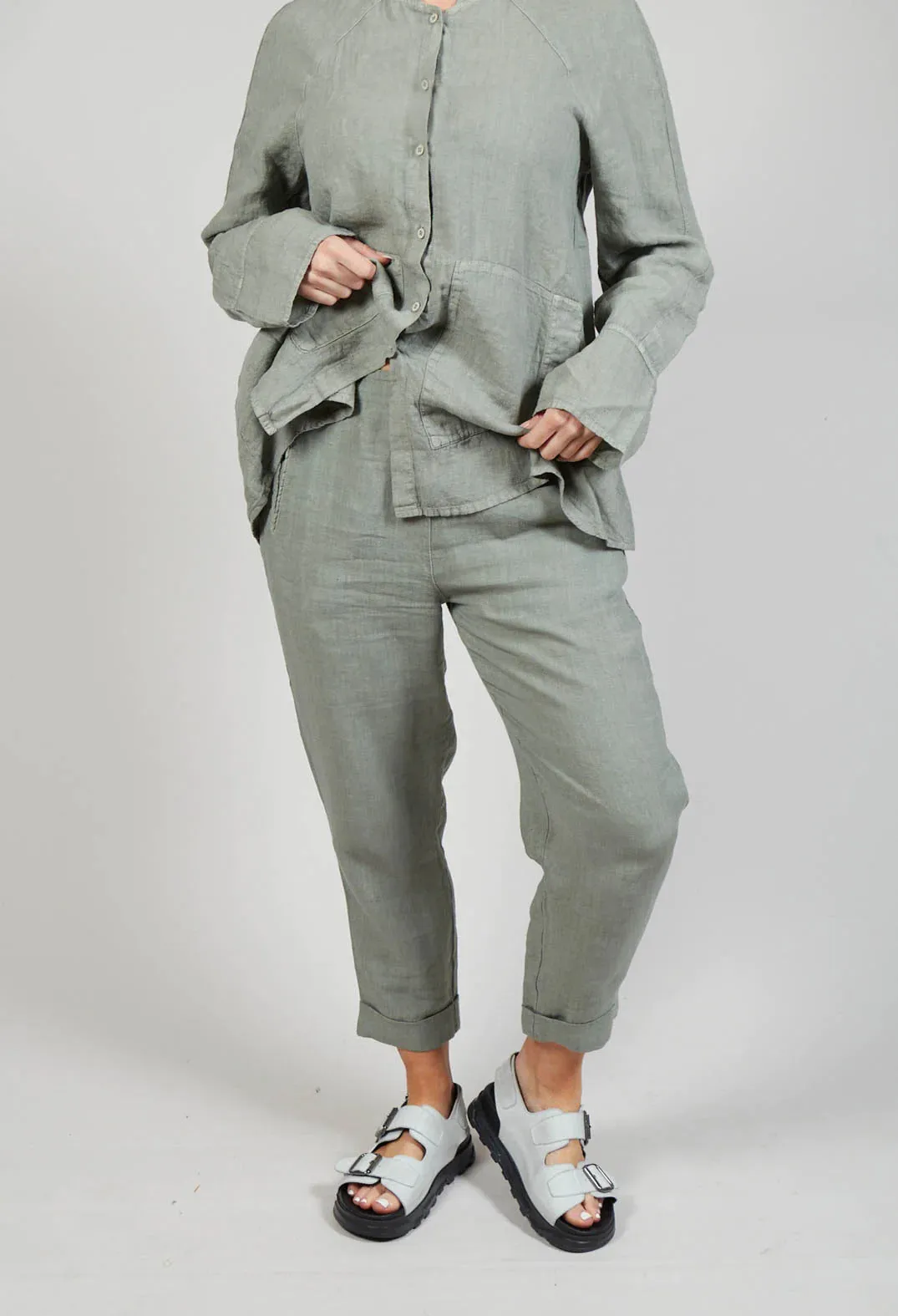 Linen Geisha Trousers in Eucalyptus