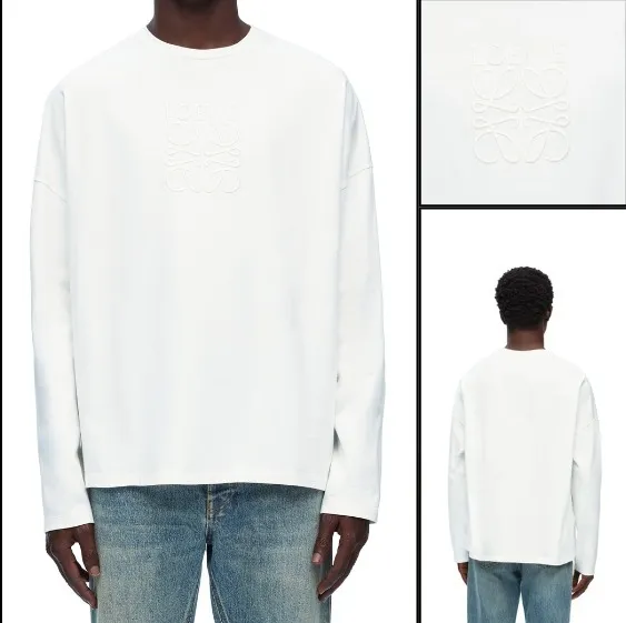 LOEWE  |Crew Neck Long Sleeves Plain Cotton Long Sleeve T-shirt